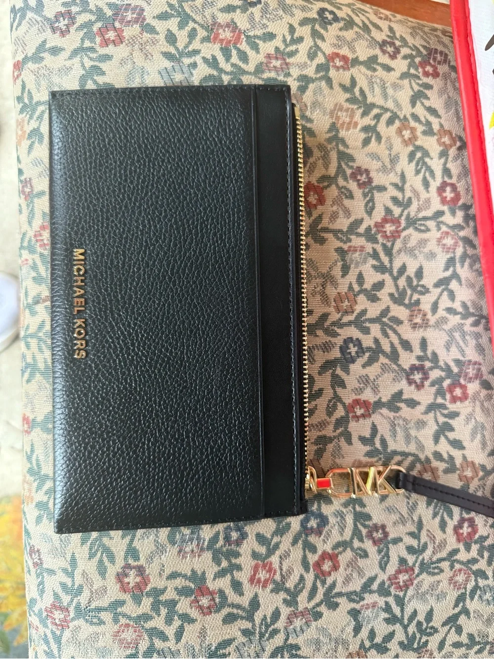Michael Kors Black Empire Leather Large Card Holder with Gold Hardware